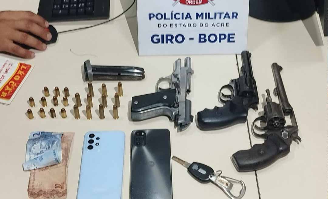 Policiais militares do Giro apreendem três armas de fogo e recuperam veículo no Taquari