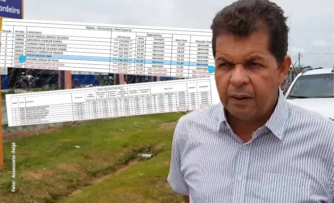 Apesar de zerar matéria de concurso da prefeitura de Feijó, filha do prefeito Kiefer aparece entre classificados; prefeito explica