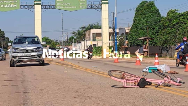 Homem morre após colisão entre bicicleta e caminhonete na AC 40, região da Vila Acre
