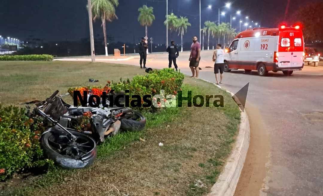 Motociclista fica gravemente ferido após colisão em rotatória no bairro Canaã, 2⁰ Distrito da Capital