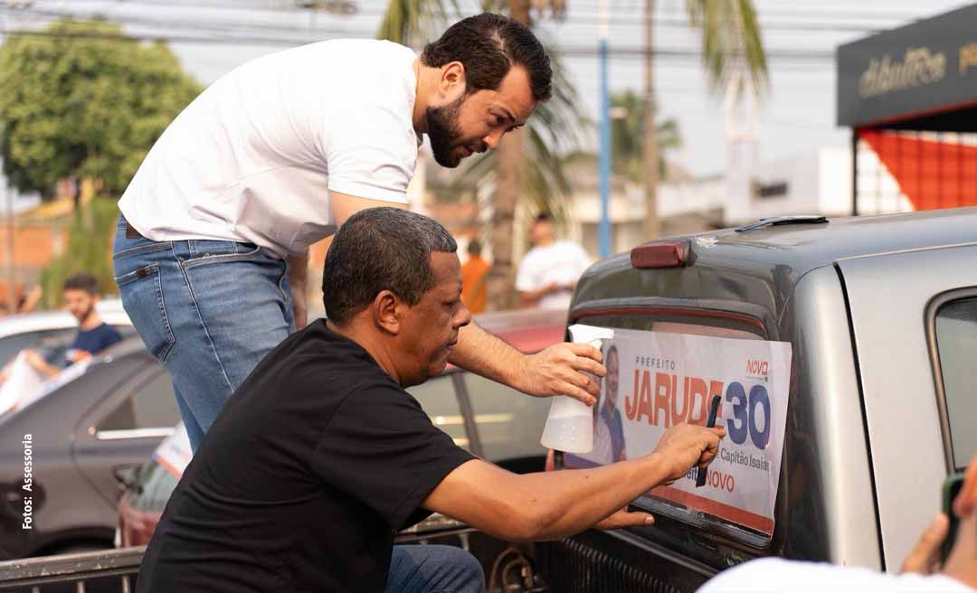 Jarude começa campanha com pé ‘direito’ e adesivaço em comitê: “Um novo futuro para Rio Branco”