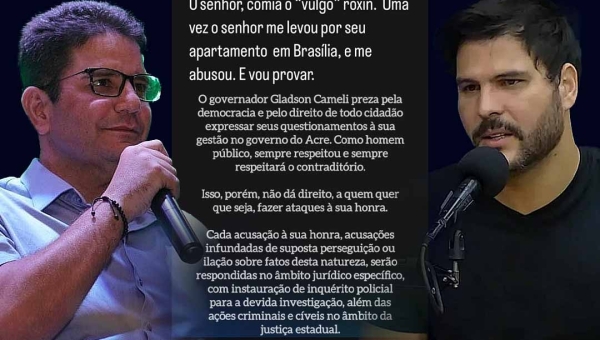 Marcelo Bimbi faz graves acusações contra Gladson, apaga posts e governador responde: “Prezo pela democracia, mas ataques serão respondidos no âmbito jurídico”