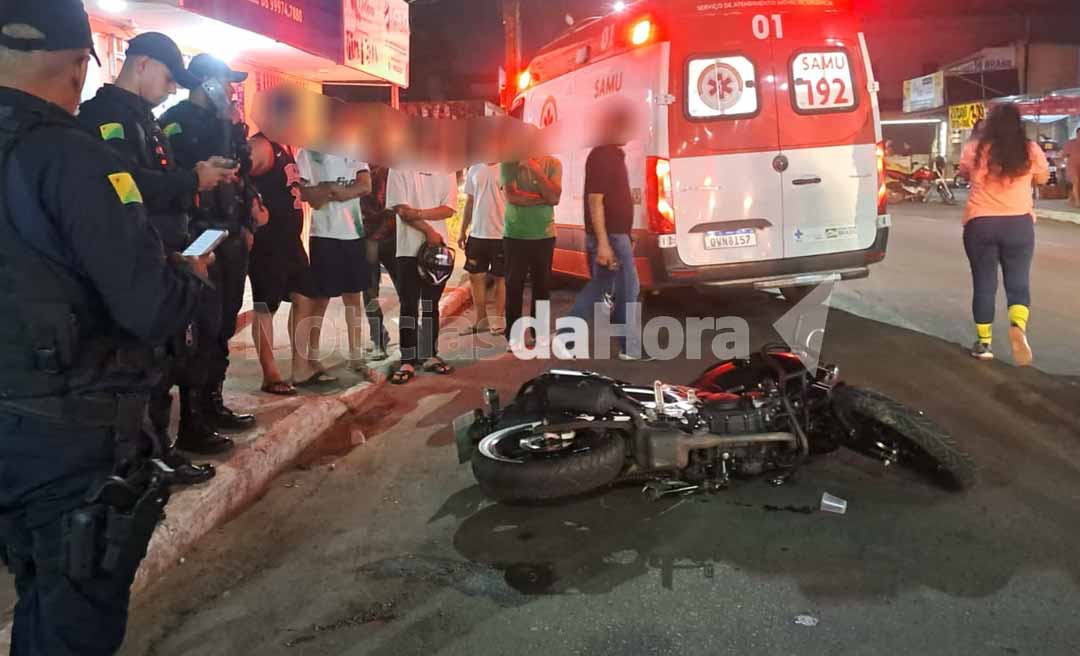 Crianças ficam feridas em acidente com motociclista em Rio Branco; garoto teve traumatismo craniano