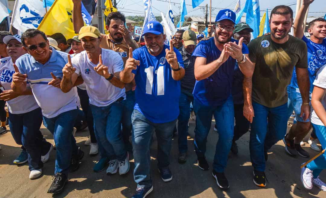 Acompanhado de lideranças do PP, Gladson participa de bandeiraço de apoio a Zequinha Lima