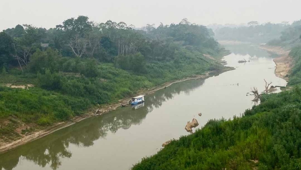 Seca extrema: Com 1,29 metro, Rio Acre atinge segunda pior marca em toda sua história