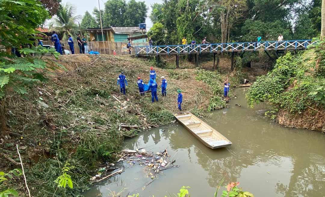 Prefeitura da Capital realiza mutirão de limpeza no Igarapé São Francisco e seus afluentes