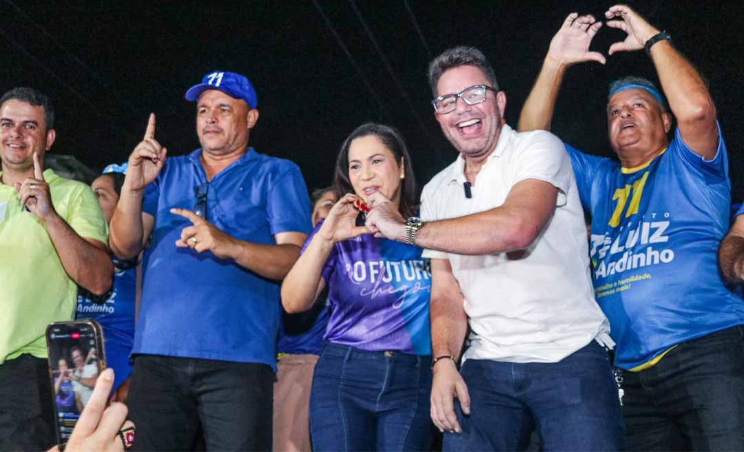 Ao lado de Zé Luiz e Andinho, Gladson participa do primeiro comício do 11 em Mâncio Lima