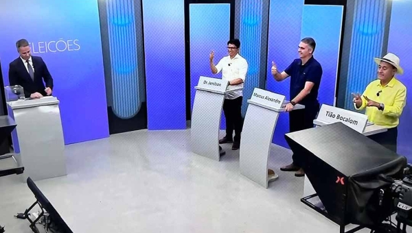 Debate final antes da eleição em Rio Branco é marcado por troca de acusações entre Bocalom e Marcus Alexandre; Jenilson Leite assume papel de antagonista