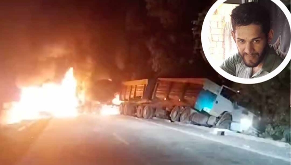 Caminhoneiro morre carbonizado em grave acidente na BR-364, em Rondônia