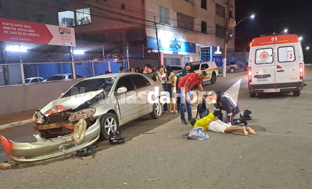 Suspeitos de assalto colidem com veículo após fuga da polícia no Centro de Rio Branco