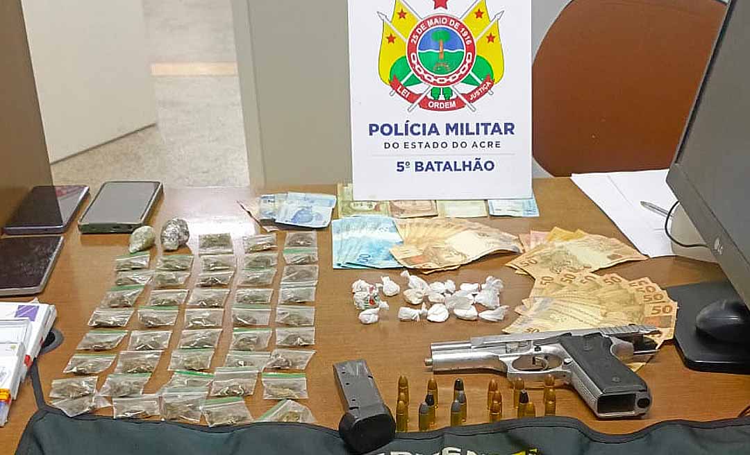 Polícia Militar prende dois homens por tráfico de drogas e porte ilegal de arma em Brasiléia