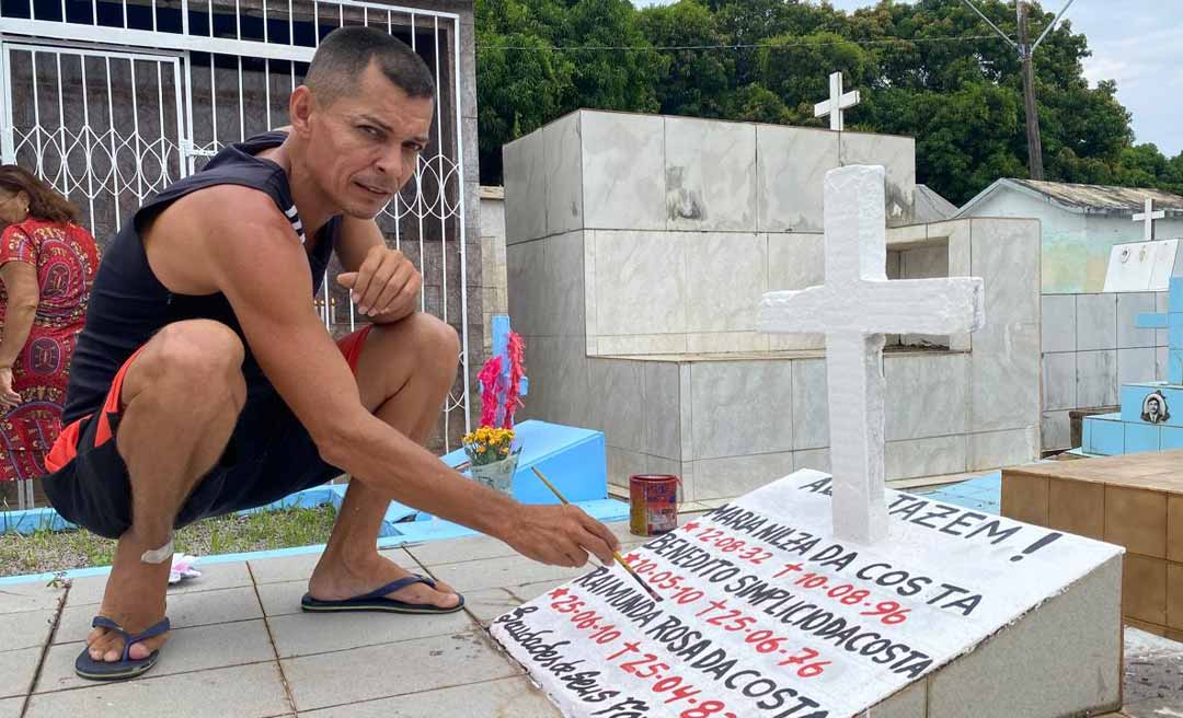 Estudante de Direito diz faturar R$ 2 mil com pintura de túmulos no Dia de Finados em Rio Branco