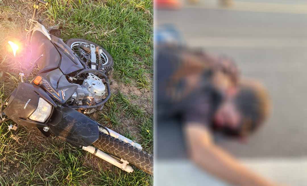 Motociclista sofre acidente grave durante ultrapassagem na BR-317, próximo a Epitaciolândia