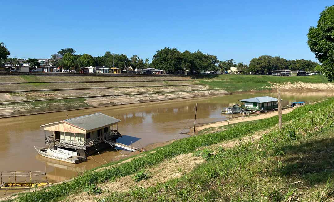 Com um pouco mais de 3 metros, Rio Acre registra nível mais baixo do ano na Capital e preocupa Defesa Civil do município