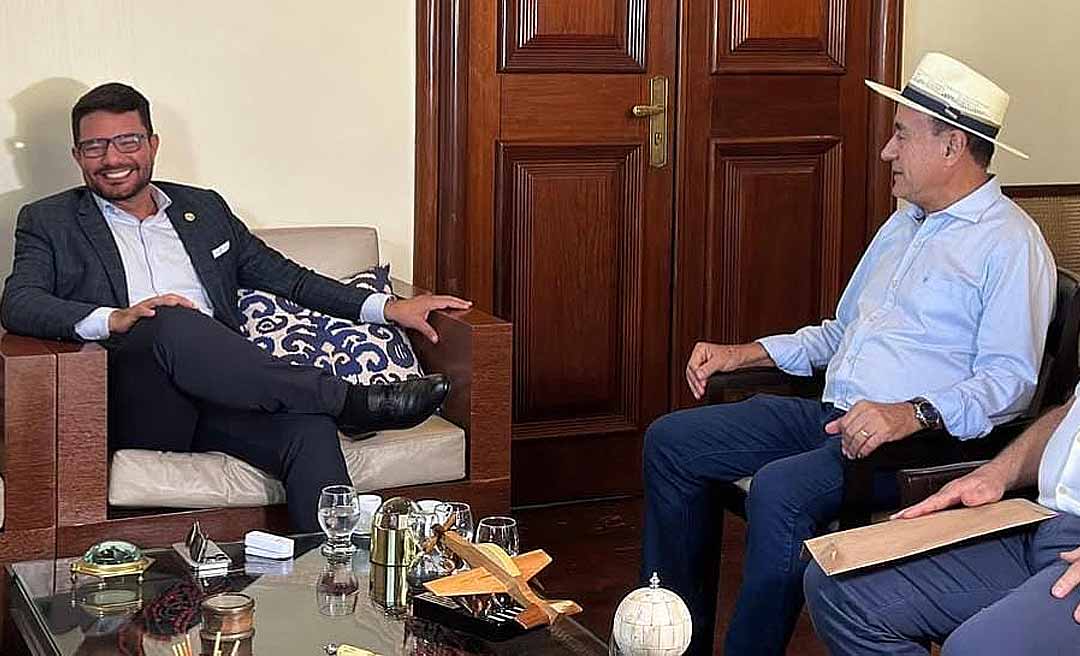 Alinhados politicamente, Gladson e Bocalom têm reunião no Palácio e conversam sobre viaduto e infraestrutura da capital