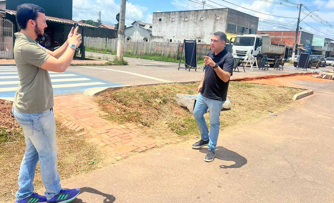 Vereador Samir Bestene acompanha execução de indicações na Rua Valdomiro Lopes: “Mais mobilidade urbana e segurança naquele cruzamento”