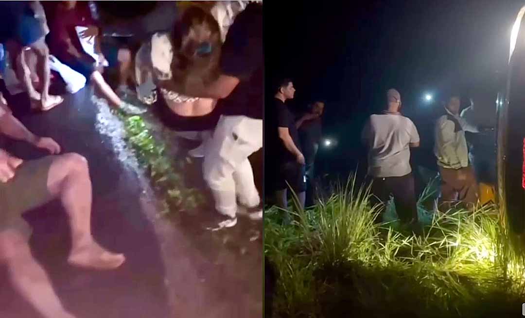 Ônibus da Trans Acreana tomba na BR-364 durante a madrugada e deixa vários feridos; acidente ocorreu entre Feijó e Sena Madureira