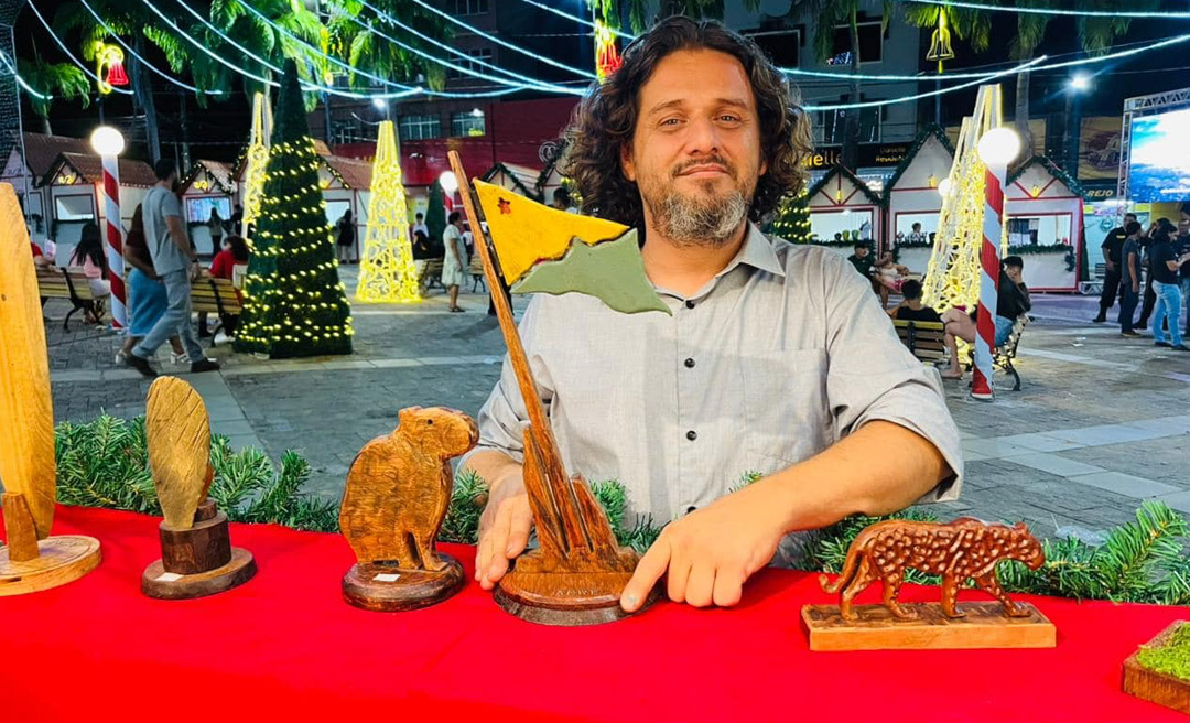 Arte que renasce da madeira reciclada leva a identidade acreana à Vila Natalina