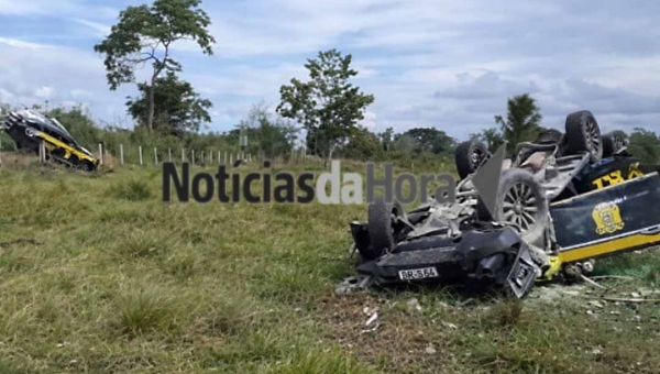 Grave acidente na BR-364 envolve duas viaturas da Polícia Rodoviária Federal