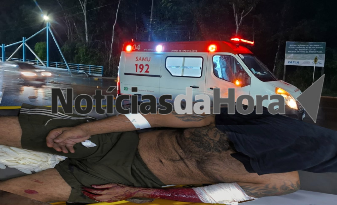 Homem é encontrado pela Polícia Militar com o braço quase decepado por golpe de terçado em Rio Branco
