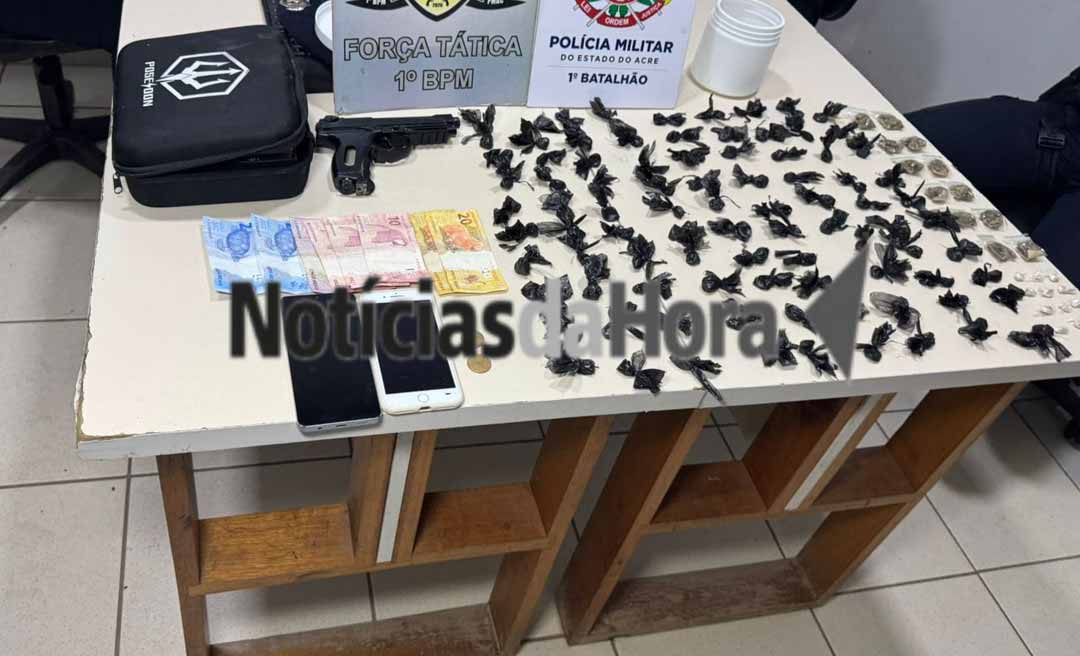 Monitorado é preso pela Força Tática do 1º BPM com drogas e simulacro de arma no Conjunto Esperança