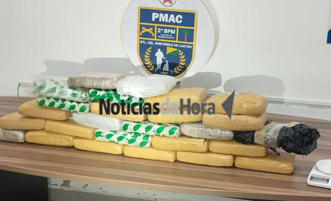 Força Tática do 2º Batalhão apreende 27 quilos de drogas após denúncia anônima em área de mata no Segundo Distrito de Rio Branco