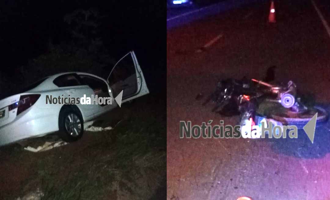 Motociclista fica ferido após colisão frontal na AC-10, no interior do Acre