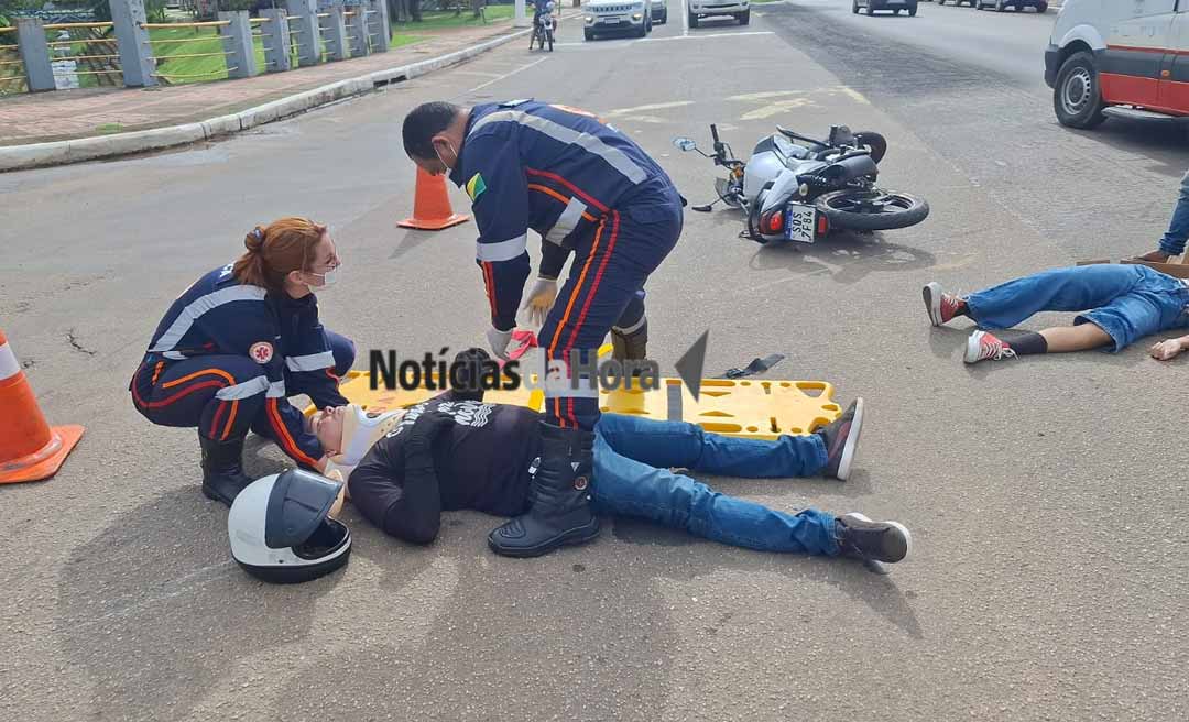 Acidente entre motos deixa quatro feridos na Avenida Ceará, em Rio Branco