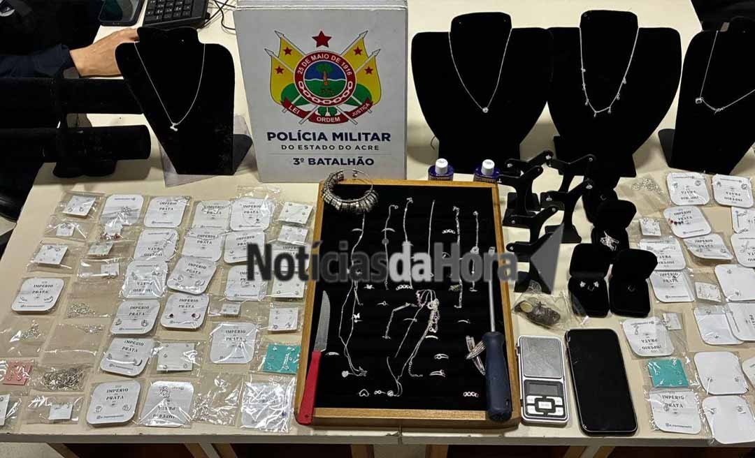 Polícia Militar prende suspeito de furto em joalheria e recupera produtos no bairro Vitória, em Rio Branco