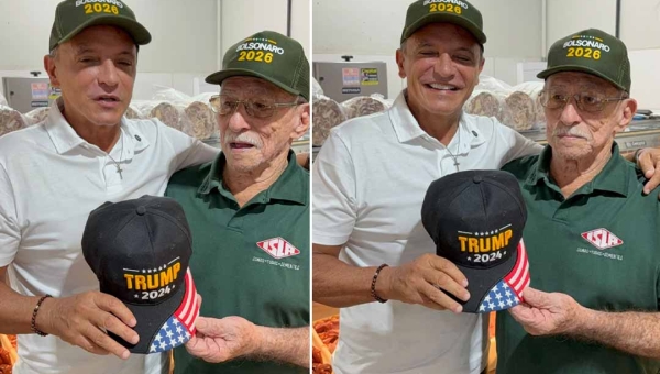 Fã de Trump, aposentado ganha boné “Bolsonaro 2026” de Bittar, que chama presidente americano de “nosso aliado”
