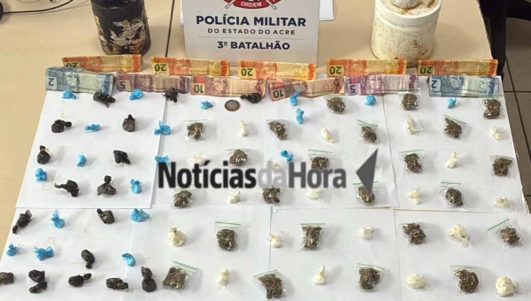 Força Tática apreende adolescente de 12 anos com drogas e prende homem por corrupção de menores em Rio Branco