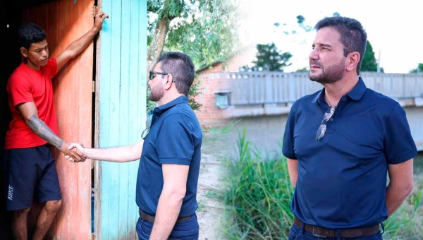 Um dia após desastre da ponte de Sena Madureira, Gladson visita moradores e presta solidariedade